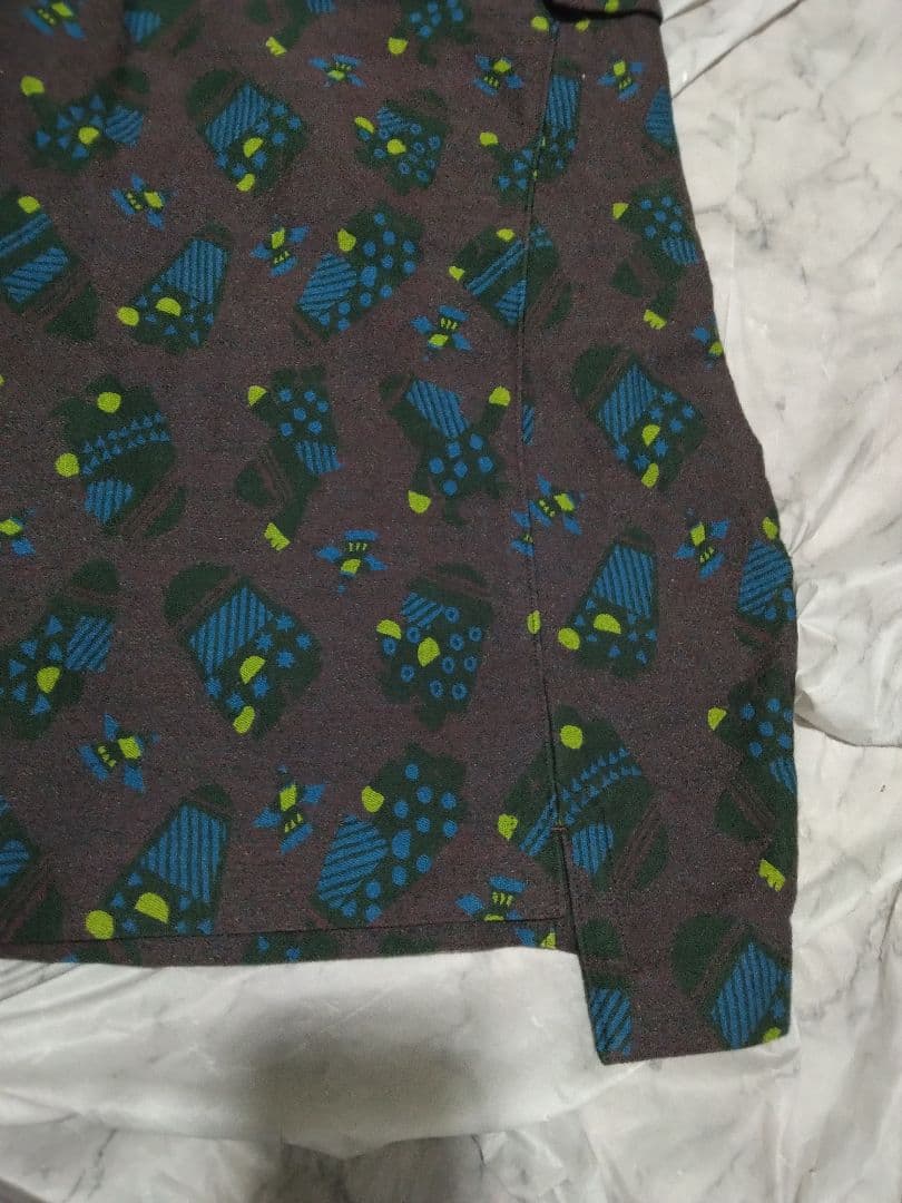 センソユニコ　あん吉　ガウチョパンツ　パンツ ブラウン・青・緑模様