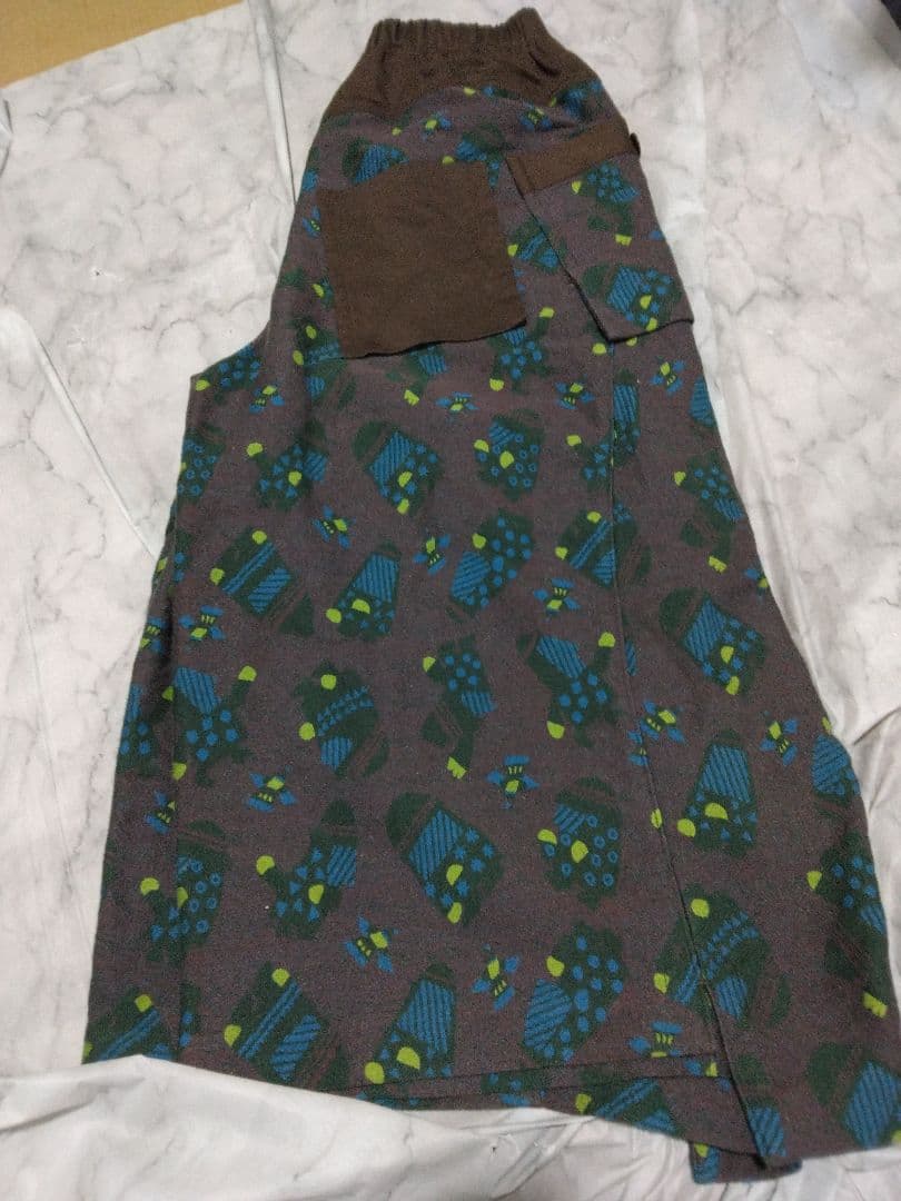 センソユニコ　あん吉　ガウチョパンツ　パンツ ブラウン・青・緑模様