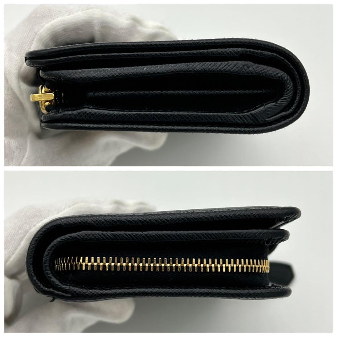 【極美品】 PRADA 二つ折り財布 サフィアーノ ロゴゴールド 1ML018