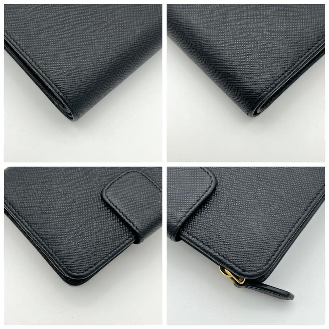 【極美品】 PRADA 二つ折り財布 サフィアーノ ロゴゴールド 1ML018