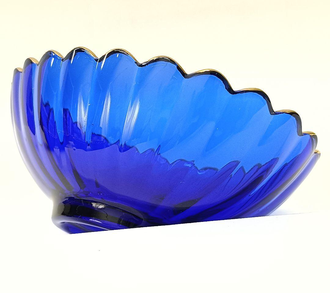 【保管品】天金 菊小判 のぞき 洗鉢 ルリ 瑠璃ガラス 各5客 箱入