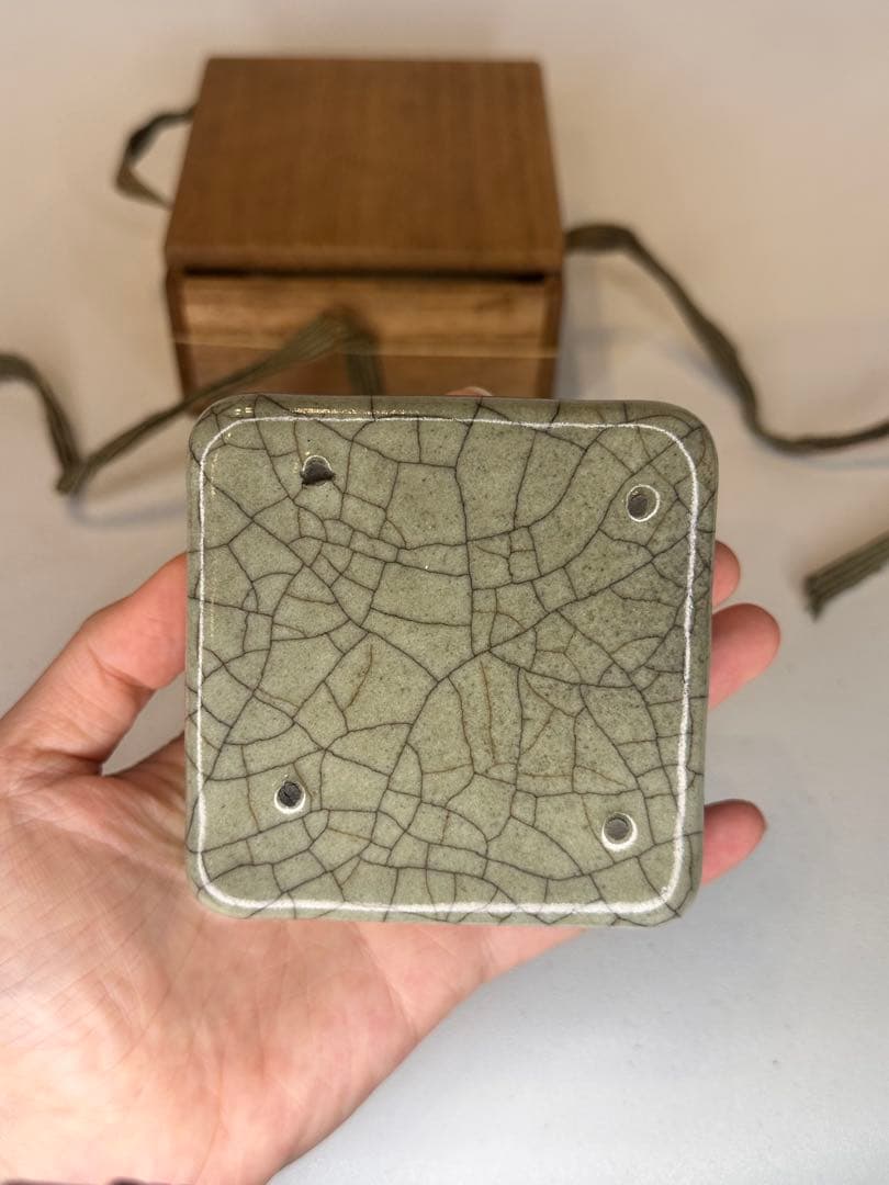 中国 宋代 哥窯 筆洗 時代物 共箱 古陶磁 コレクション