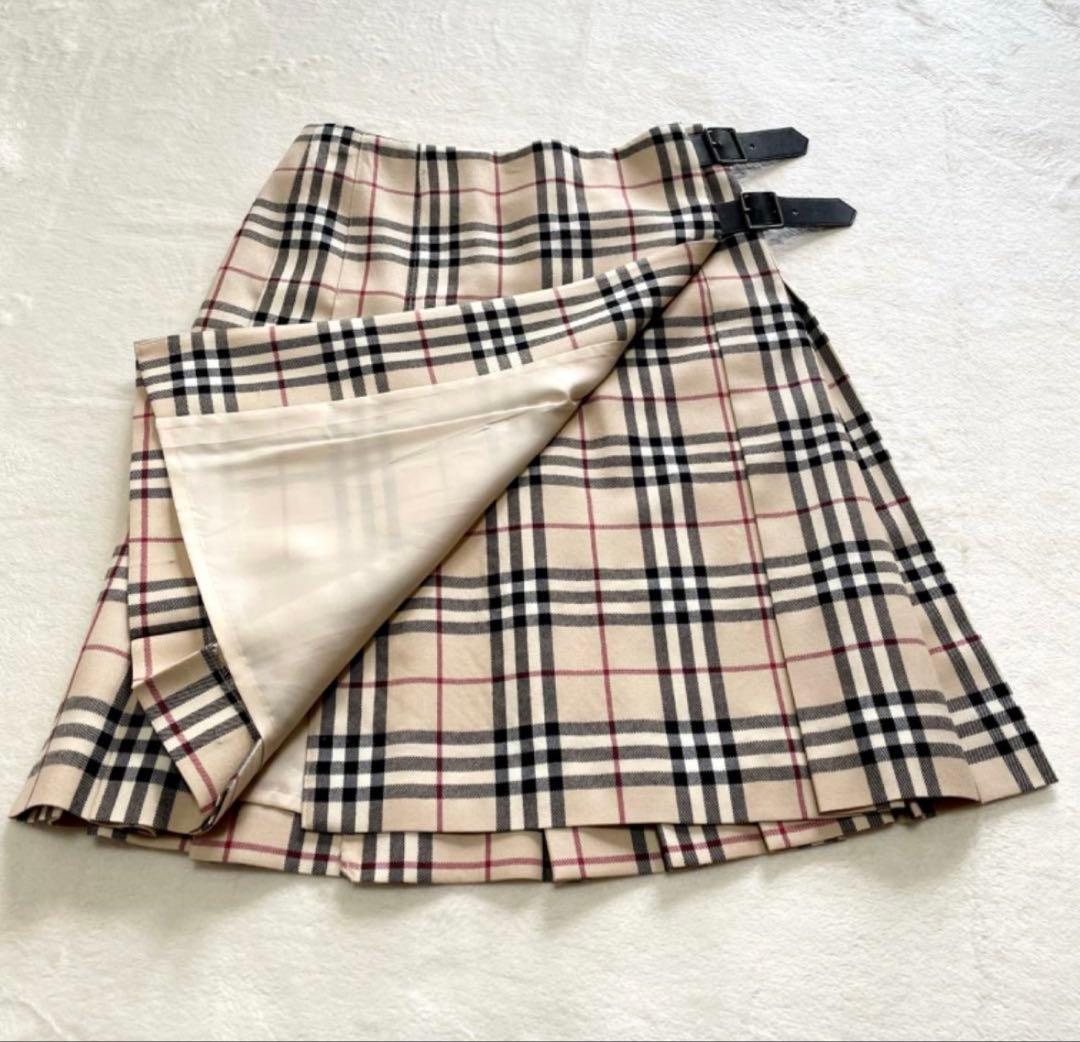美品 BURBERRY チェック柄 プリーツスカート 膝丈 サイズ38