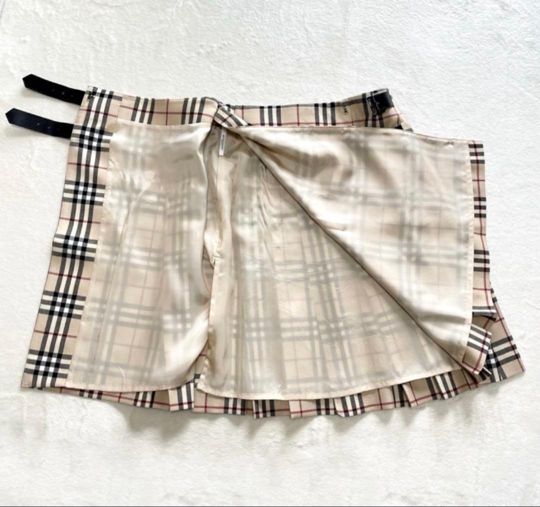美品 BURBERRY チェック柄 プリーツスカート 膝丈 サイズ38