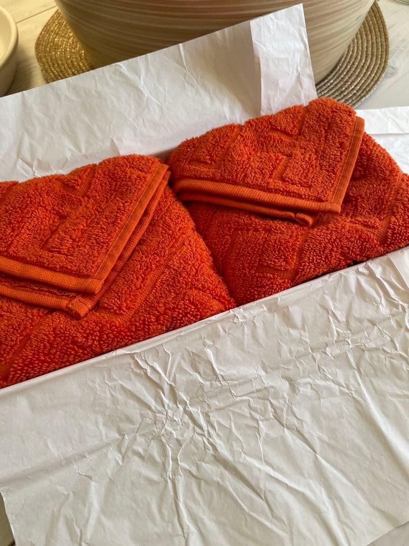 HERMES オレンジ タオル 2枚セット