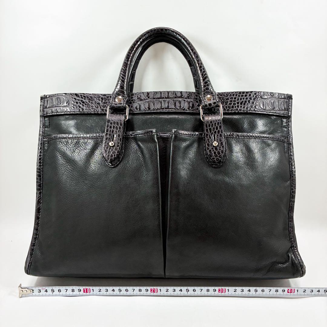 STEFANO MANO ステファノマーノ　クロコ型押し　レザー　ビジネスバッグ