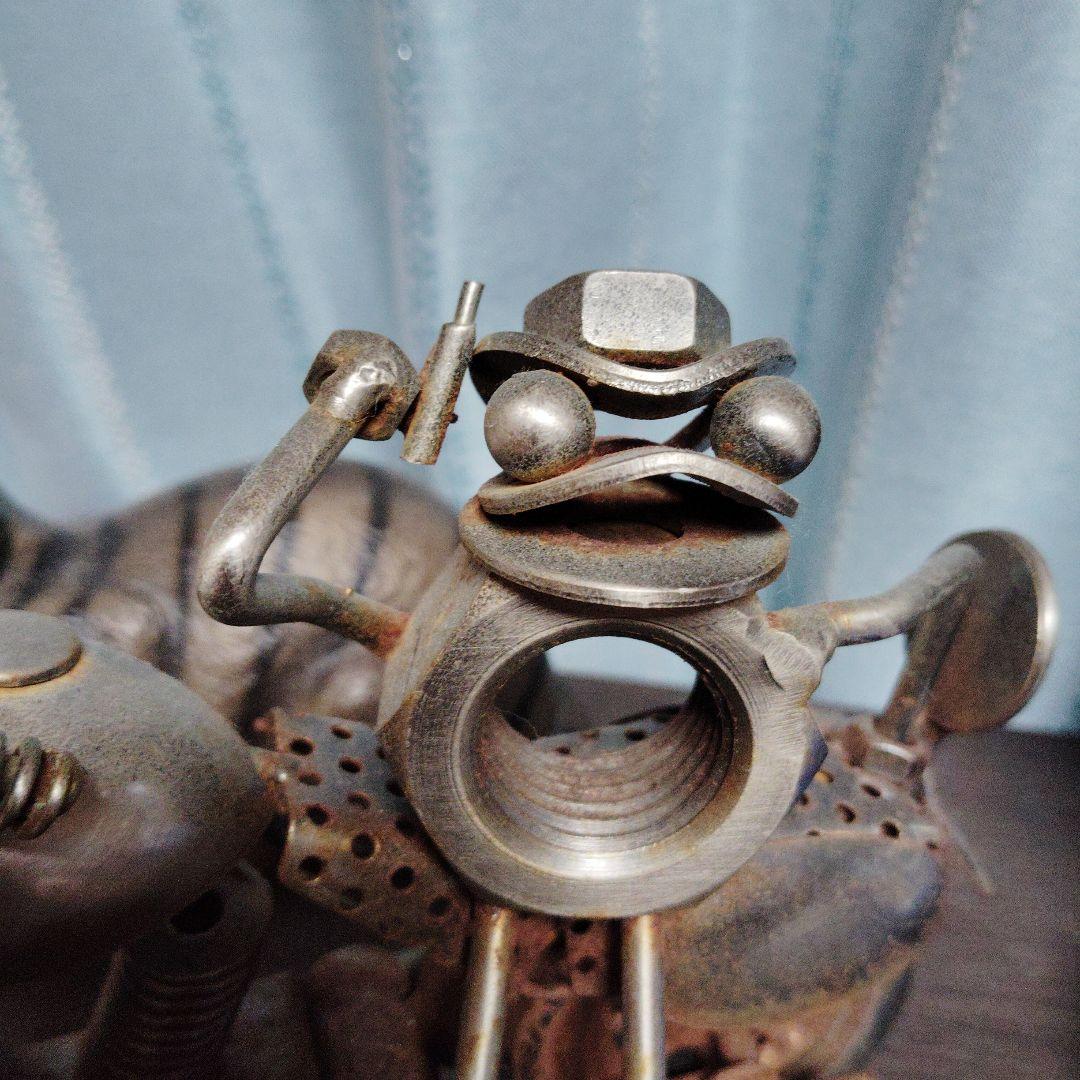 金属製バイクアート 猫とキャラクター付き