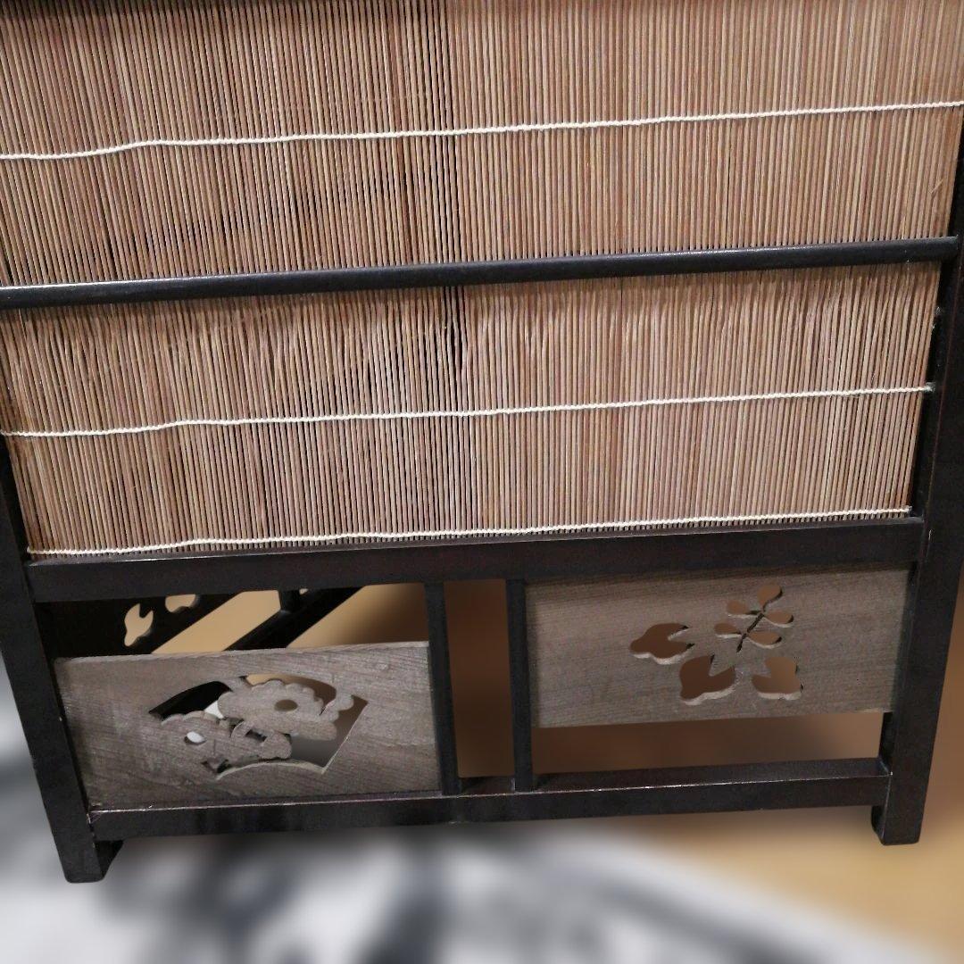 和モダン竹細工衝立 4連パーテーション屏風