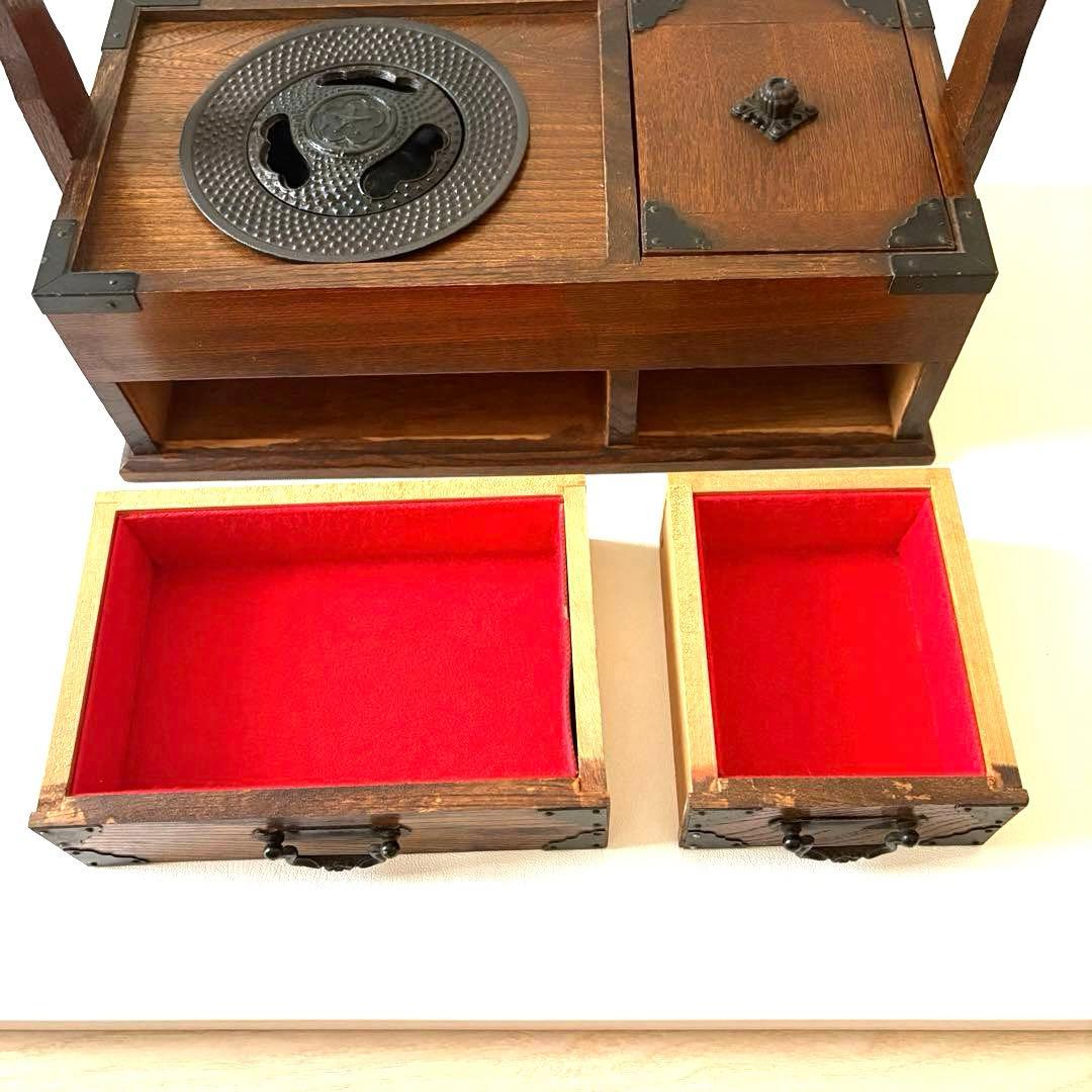 手提げ煙草盆木製収納ボックス
