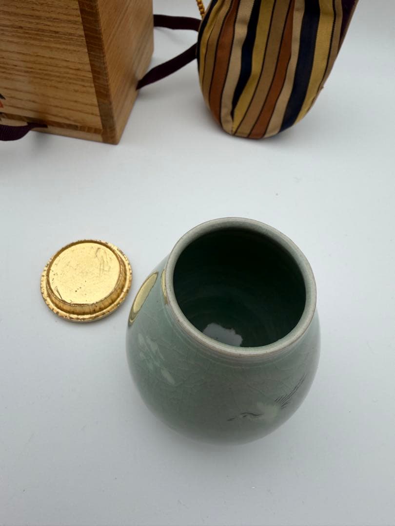 柳海剛（柳根瀅）作　高麗青磁　茶入