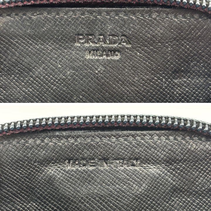 付属品完備✨️プラダ ラウンドファスナーケース 黒 三角ロゴ サフィアーノ