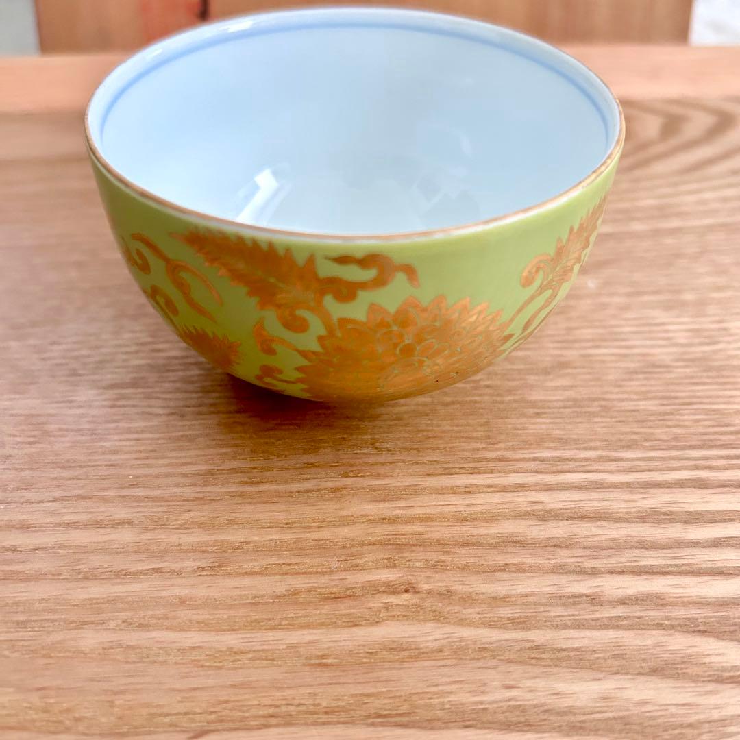 激レア希少✨其泉　萌黄金欄手 茶器セット　急須1客　湯呑5客　金彩