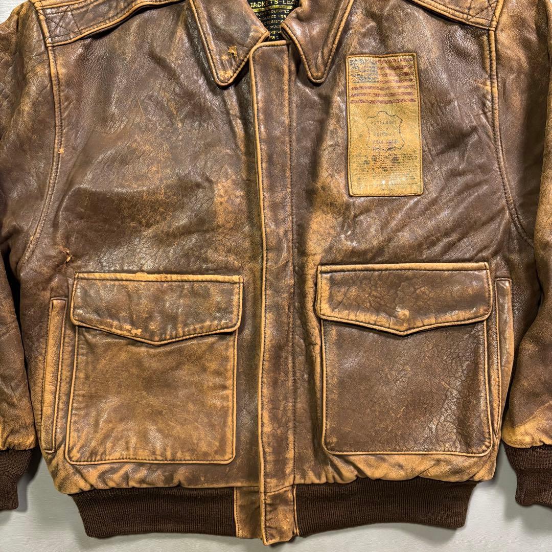 90's✨レザージャケット　A-2 羊革　ラムレザー　ショート丈　短丈　M