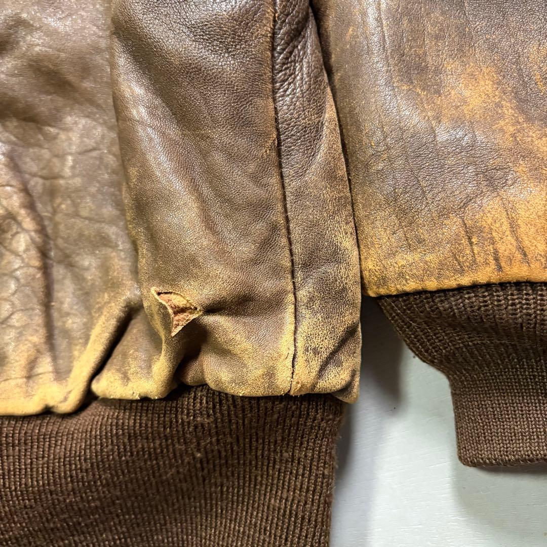 90's✨レザージャケット　A-2 羊革　ラムレザー　ショート丈　短丈　M