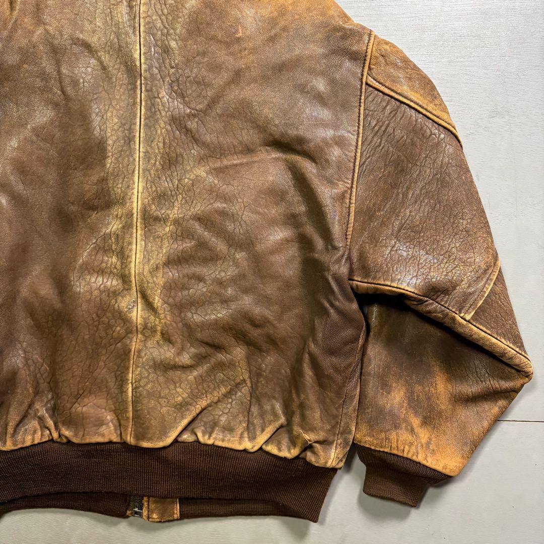 90's✨レザージャケット　A-2 羊革　ラムレザー　ショート丈　短丈　M