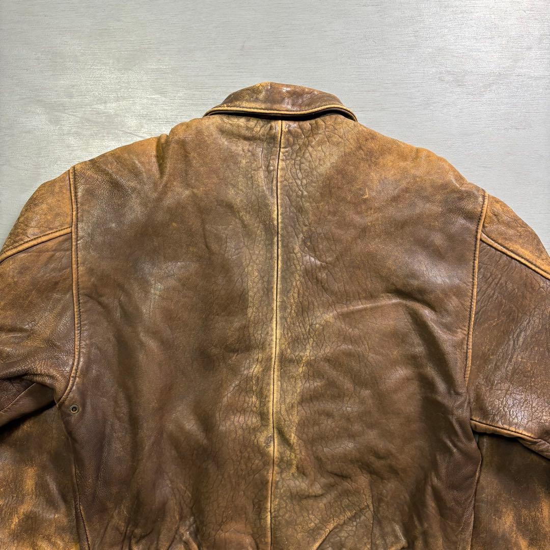 90's✨レザージャケット　A-2 羊革　ラムレザー　ショート丈　短丈　M