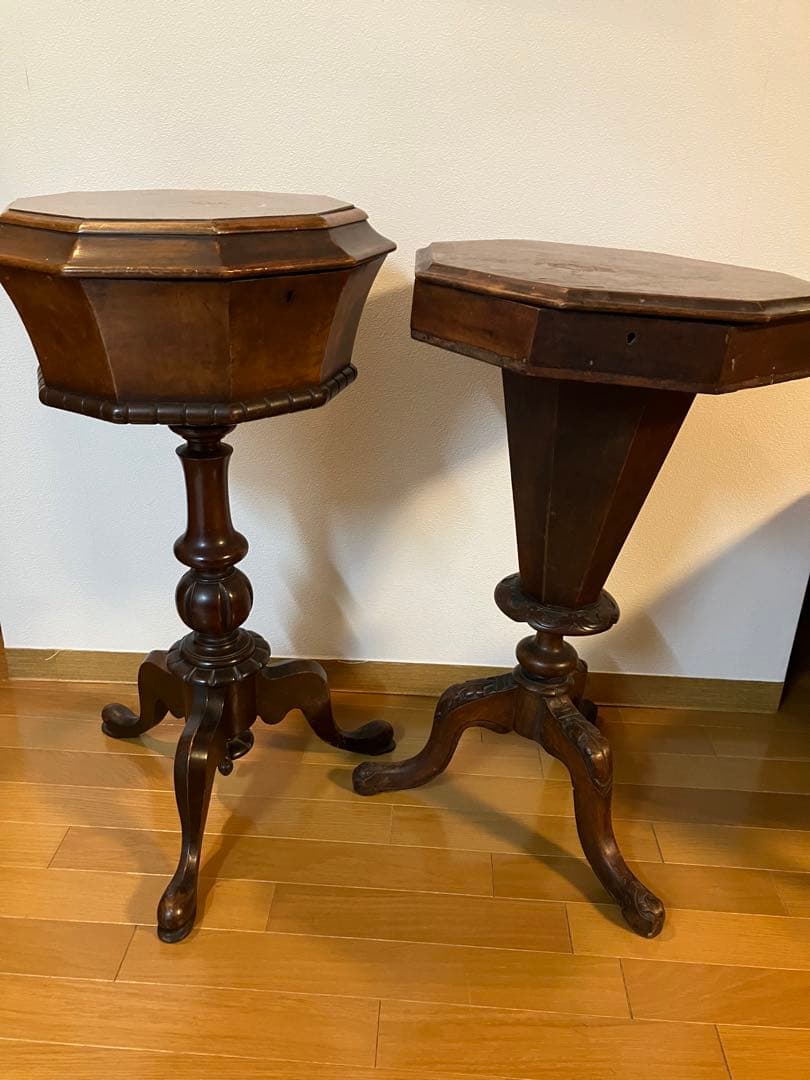 木製八角形サイドテーブル　アンティーク　イギリス