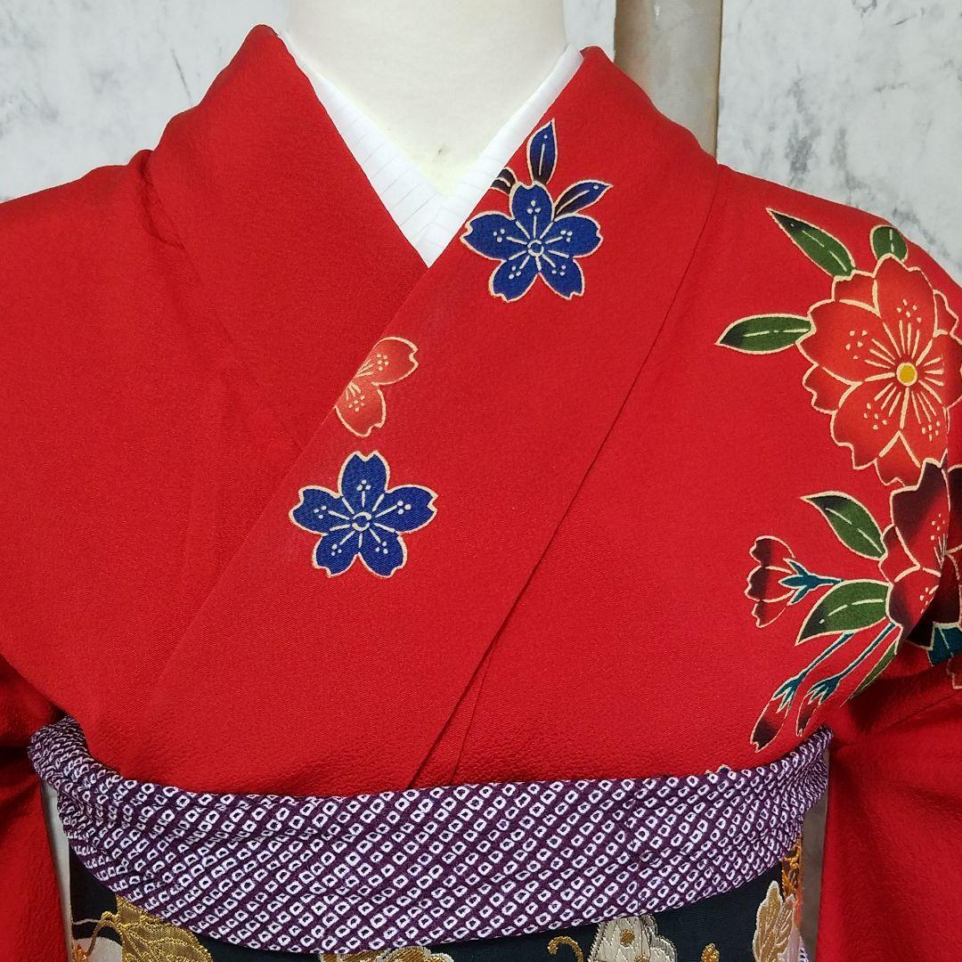 トマト正絹ちりめん絞り古典柄