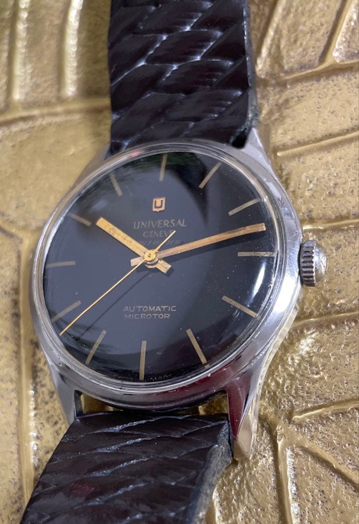 【超初期ジェンタデザイン】ユニバーサルジュネーブ Polerouter 黒文字盤