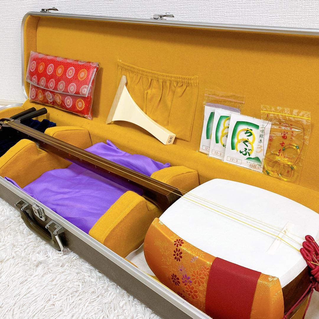 三味線本体 太棹 【ハードケース付き 付属品多数】