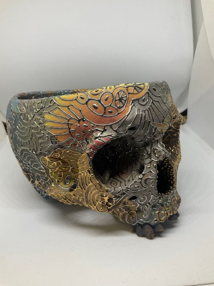 丸岡和吾×篠崎裕美子　コラボ　ドクロ　抹茶碗　プラチナ