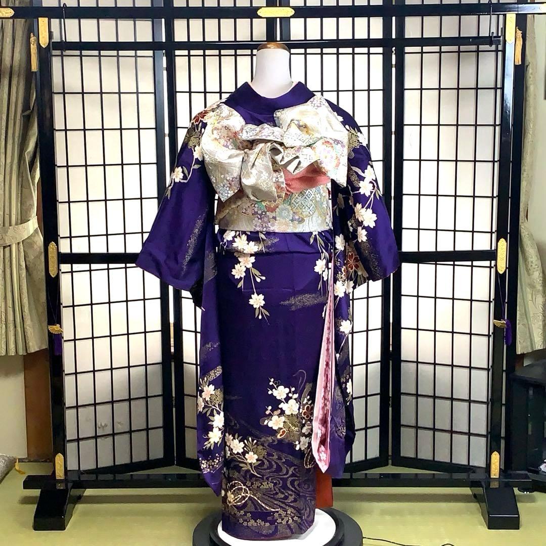 ロ*ズ様 【未使用級】振袖　6点セット やまと誂製　桜柄 　正絹　身丈161cm