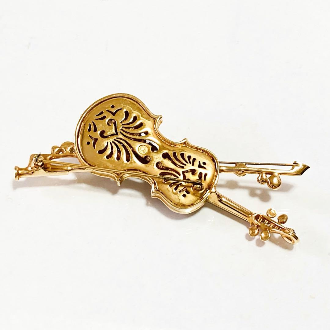 SWAROVSKI バイオリン ラインストーン 楽器 ブローチ F252068