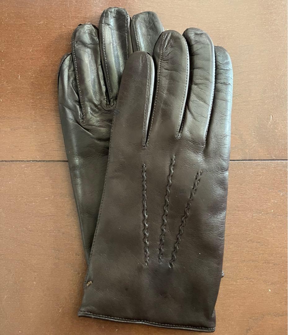 sermoneta glovesスエード本革　茶色手袋（内側カシミア）