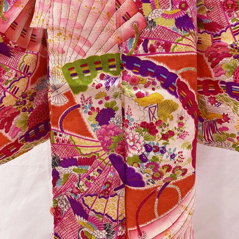 506ag15小物類、506ag15◎七歳 女児 アンティーク着物&丸帯&長襦袢