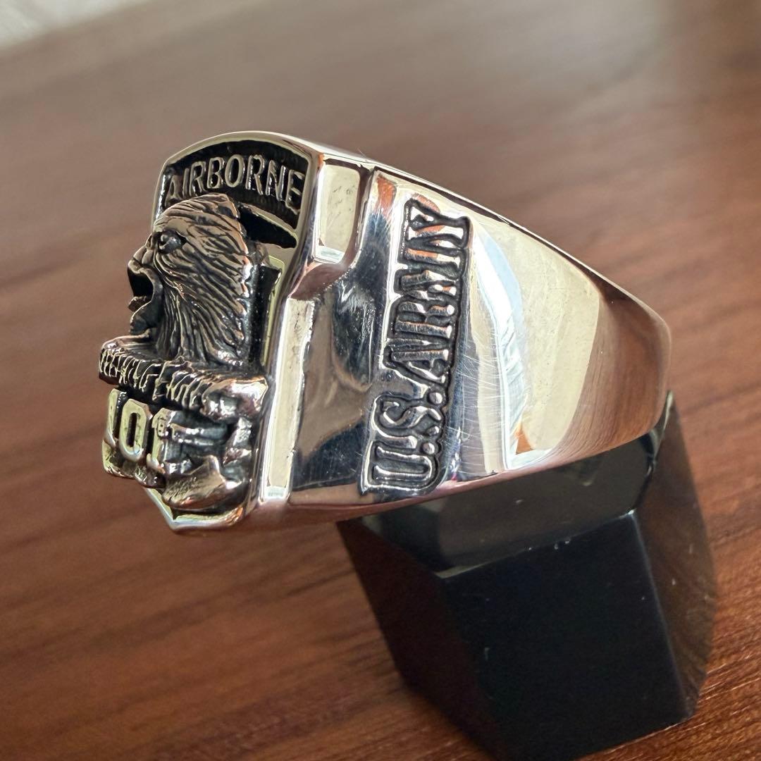 シルバー925無垢【新品】第101空挺師団　US ARMY カレッジリング 本物