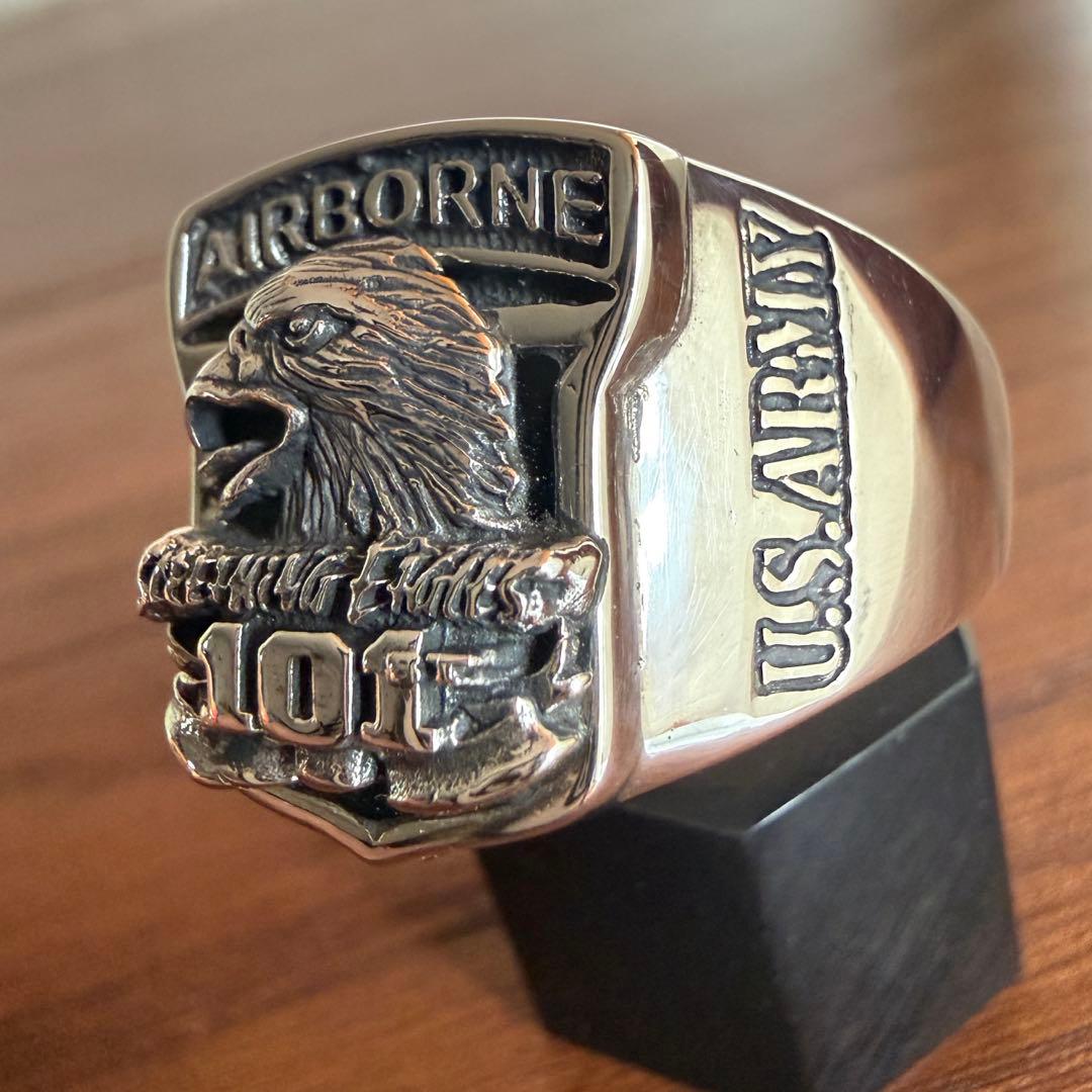 シルバー925無垢【新品】第101空挺師団　US ARMY カレッジリング 本物