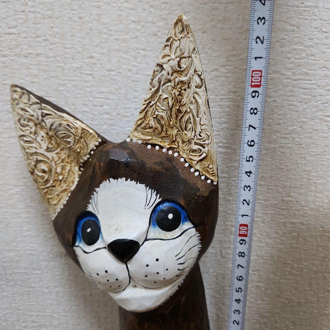 ネコ　木製　置物