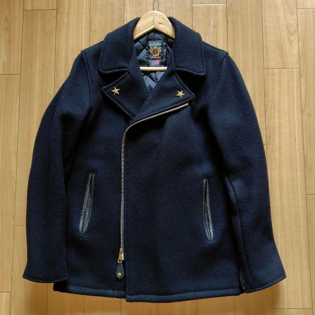 Schott ショット ワンスター ウール ライダース Pコート サイズ32 黒