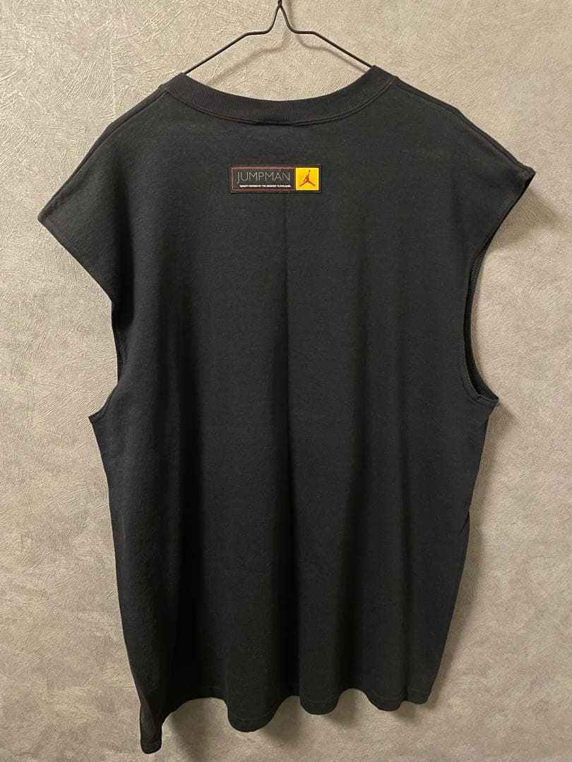 ★【超希少】90s JORDAN ノースリーブ　Lサイズ　ブラック　刺繍　ロゴ★