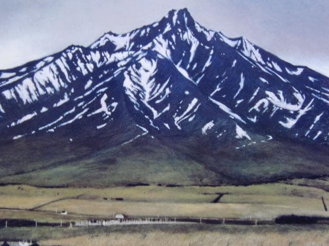 相原求一朗、【潮騒に屹つ　利尻岳】、希少な画集より、新品高級額