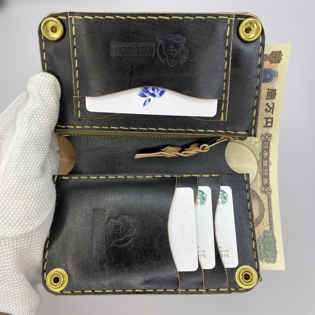 折らずお札収納 丘染めブラックの無骨トラッカーウォレット