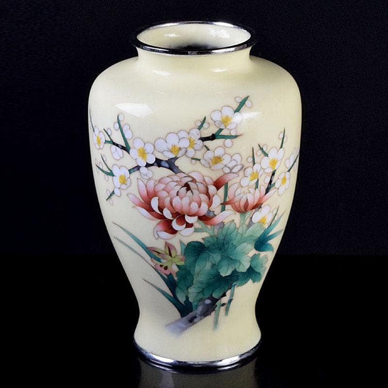 七宝焼　四君子文　花瓶　V　R9273