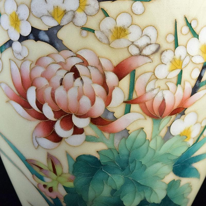 七宝焼　四君子文　花瓶　V　R9273