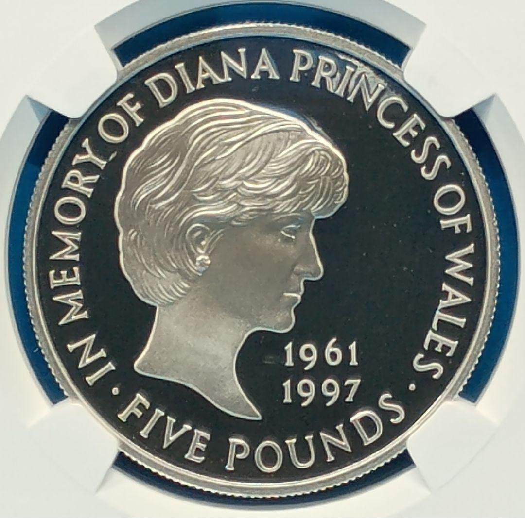 1999 イギリス ダイアナ追悼 5ポンド プルーフ銀貨 NGC PF68UC㉔