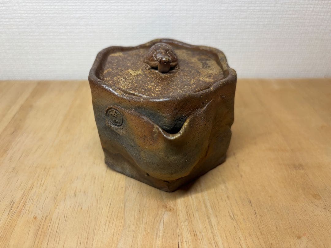 55.備前焼 宝瓶 登り窯 亀 かめ カメ 六角 手びねり 急須