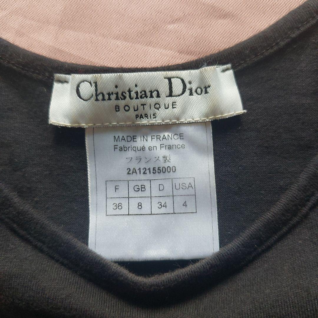 Christian Dior 黒ループリボン タンクトップ キャミソール