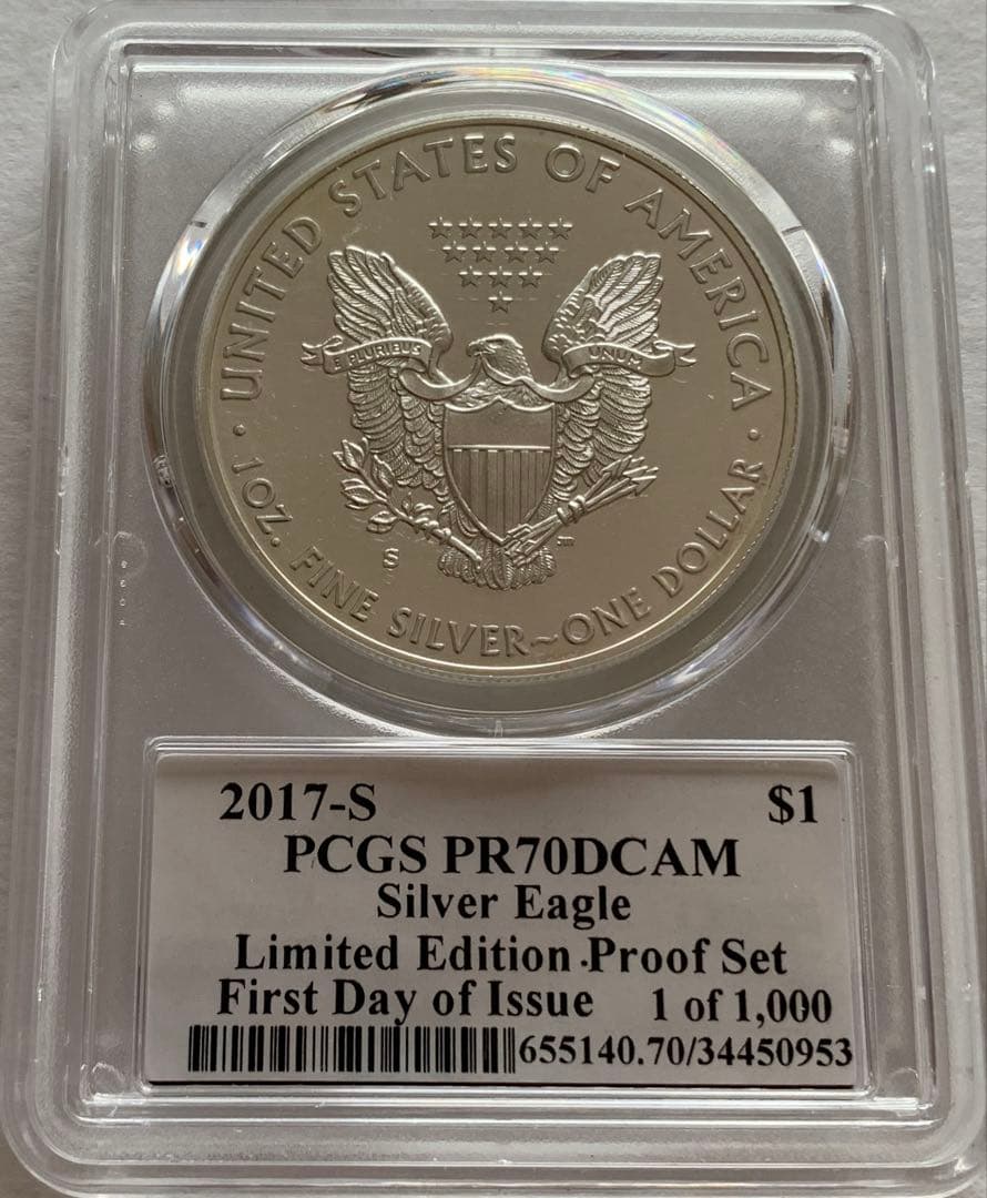 アメリカ　＄1　イーグル銀貨　２０１７年　PCGS PR70DCAM