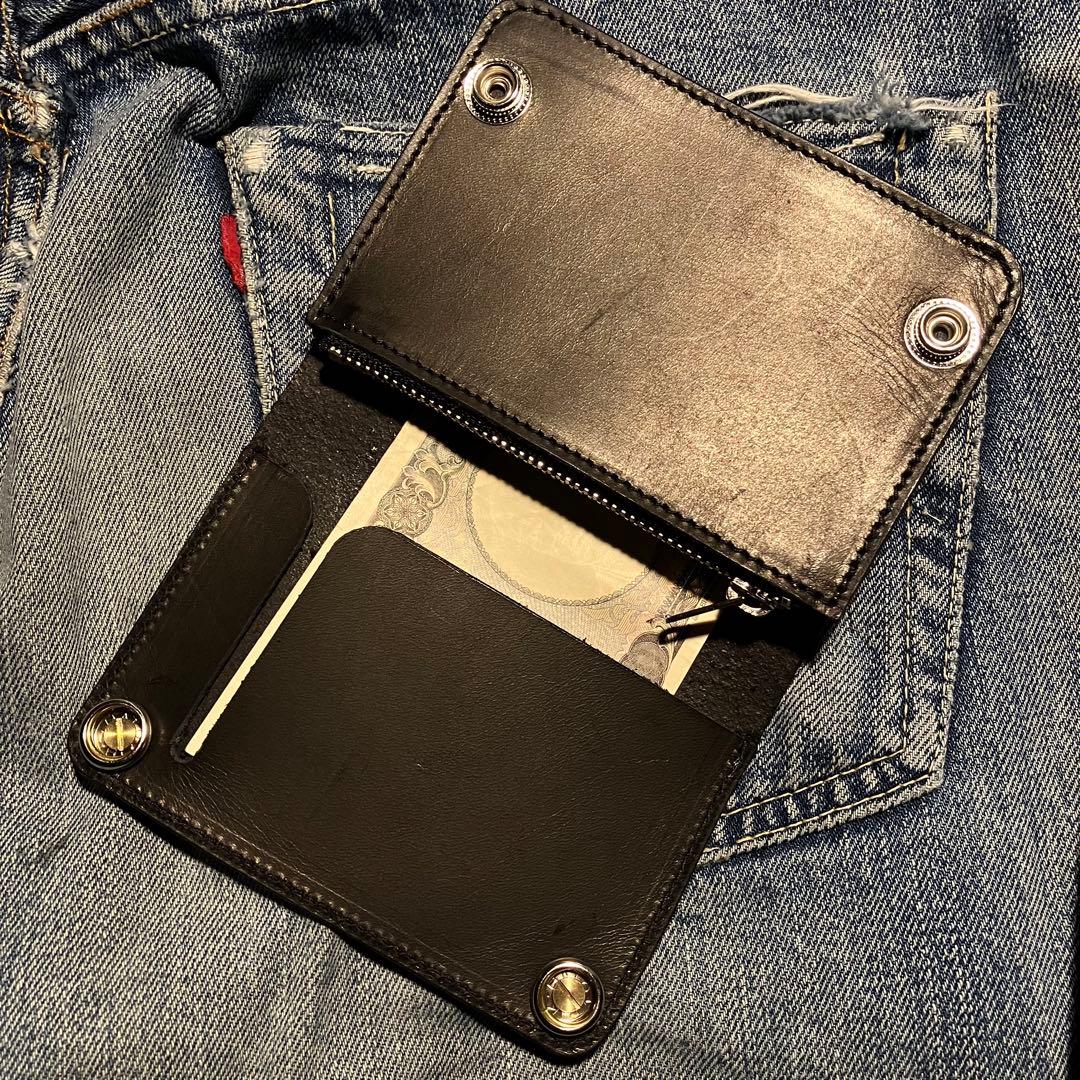 お札が折れない！ミドルトラッカーウォレット クロスボールコンチョ シルバー925