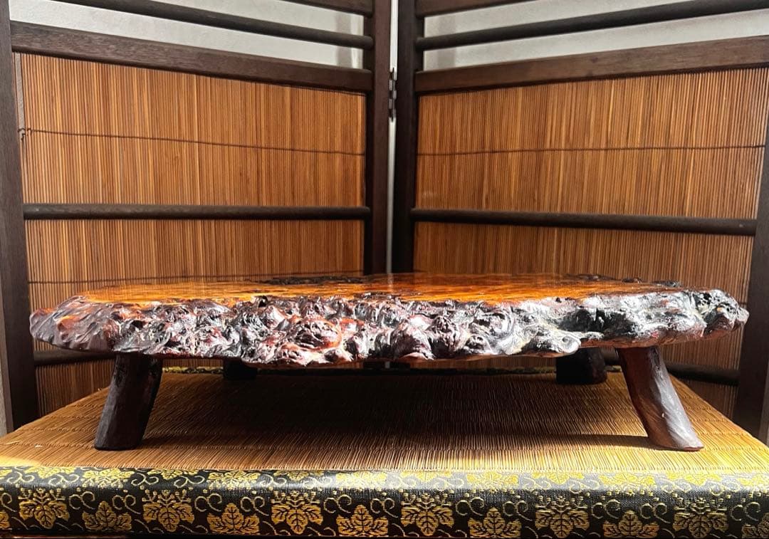 天然時代木 花梨 美玉杢 四足 花台 香台 盆栽台 50㎝