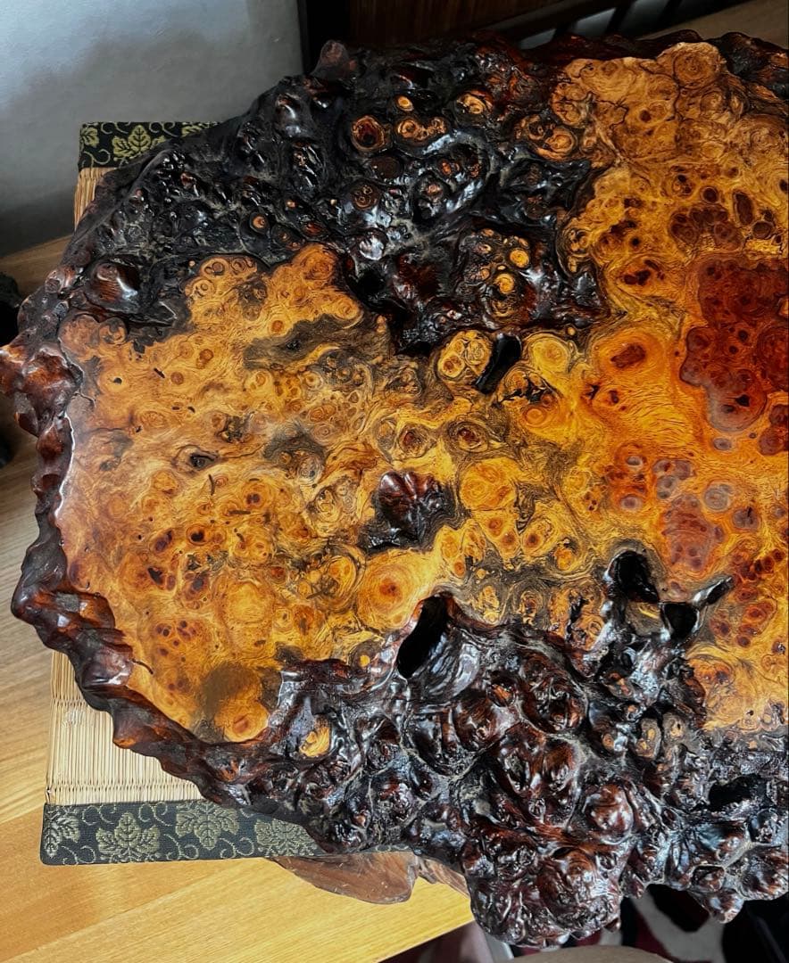 天然時代木 花梨 美玉杢 四足 花台 香台 盆栽台 50㎝