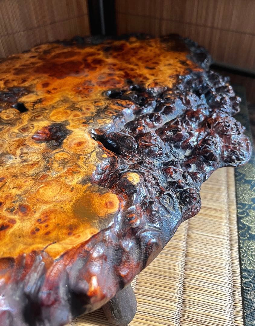 天然時代木 花梨 美玉杢 四足 花台 香台 盆栽台 50㎝