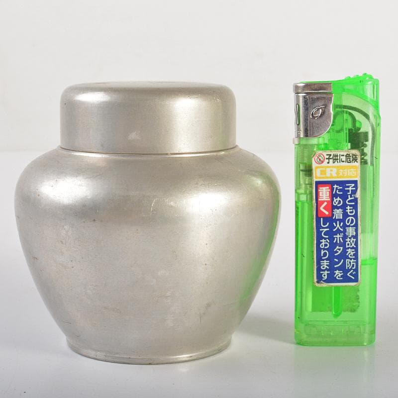 煎茶道具　継山造　本錫　茶壷　茶心壷　約264g　時代箱付　M　R6852