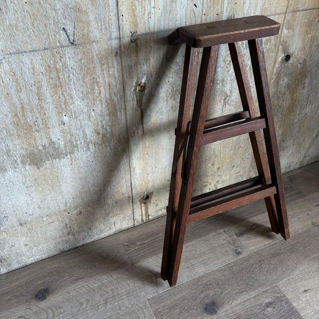 古道具　ヴィンテージ ラダー　脚立　無垢材　レトロ　アンティーク