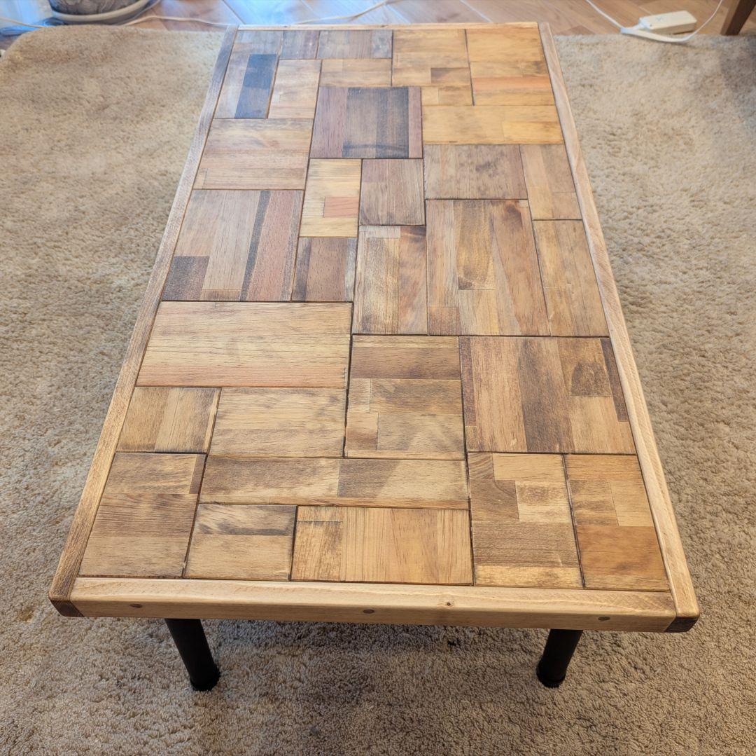 kapochanローテーブル　✨木製　ハンドメイド　サイドテーブル　古材風
