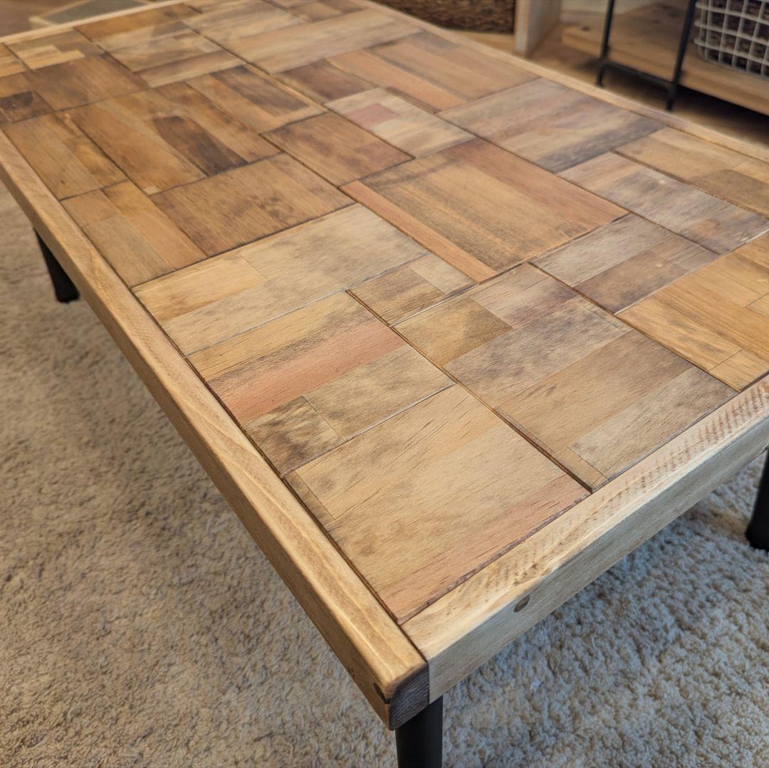 kapochanローテーブル　✨木製　ハンドメイド　サイドテーブル　古材風